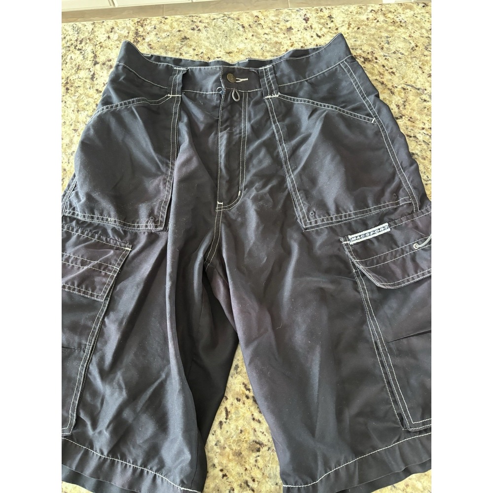 Vintage Mac Sport Sz 32 Swim Trunks Lots Of Pockets Zippered Fly Button Top 3511